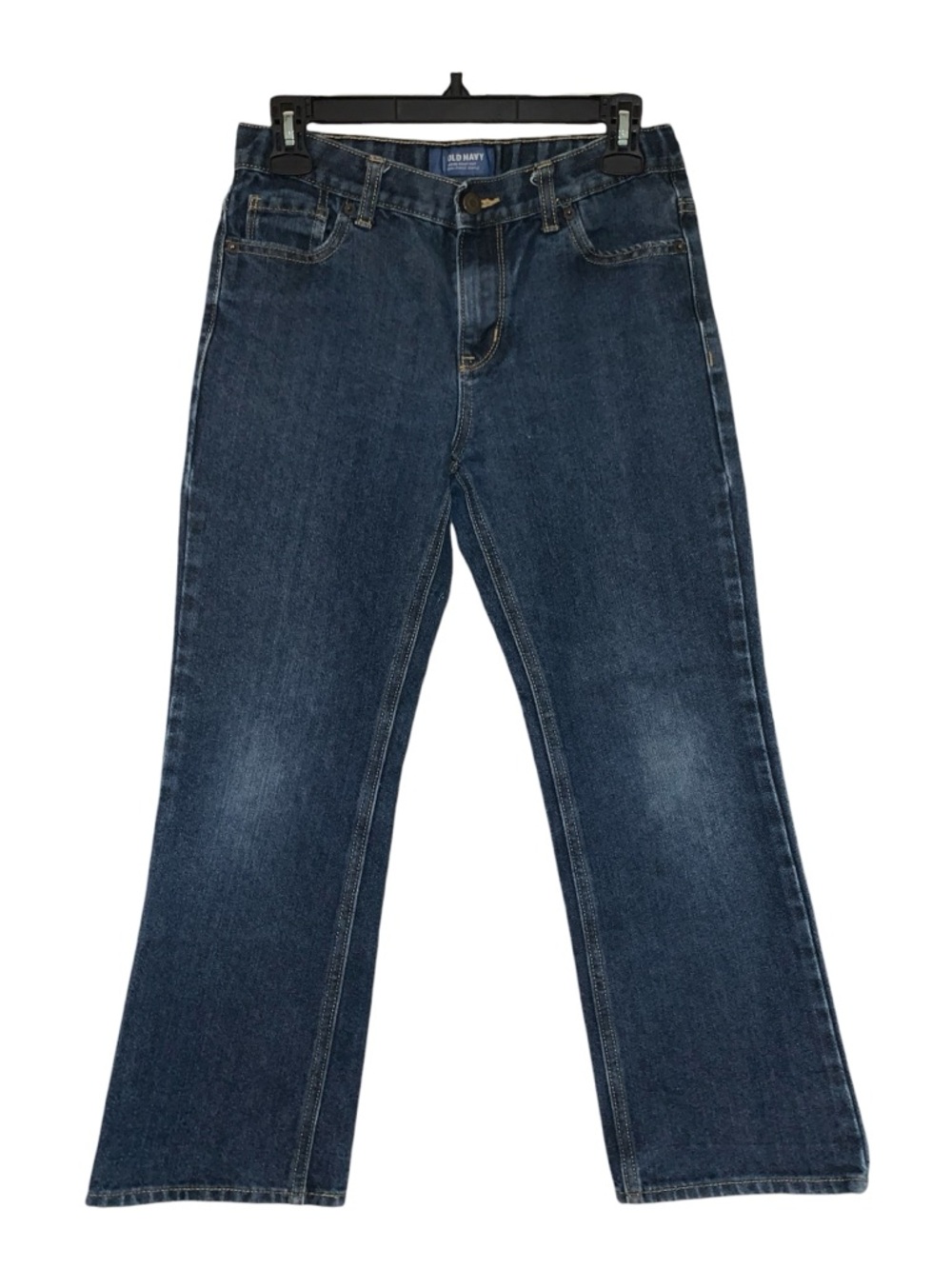 Old Navy Youth Boys Loose Boot-Cut Jeans Adjustable Waist Dark Wash Sz 10 Husky